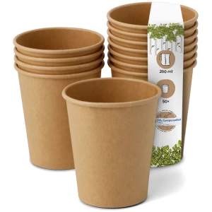 BIOZOYG 50 Stück Einwegbecher 200ml / 8oz Pappbecher, Kaffeebecher, ungebleicht, ökologisch, kompostierbar, umweltschonend für Coffee to Go