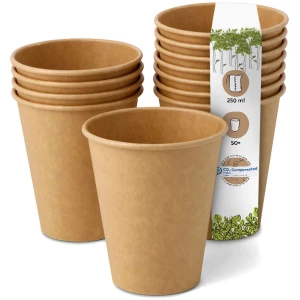 BIOZOYG 50 Stück Einwegbecher 250ml / 10oz Pappbecher, Kaffeebecher, ungebleicht, ökologisch, kompostierbar, umweltschonend für Coffee to Go