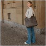 BOWLEANIES TASCHEN Mom Bag | Großer Shopper aus Lederfaserstoff mit Reißverschluss