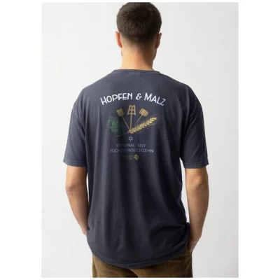 Bavarian Caps T-Shirt Hopfen & Malz mit Backprint - Dunkelblau