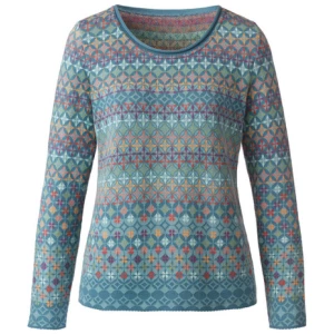 Jacquard-Pullover aus reiner Bio-Baumwolle, taubenblau gemustert
