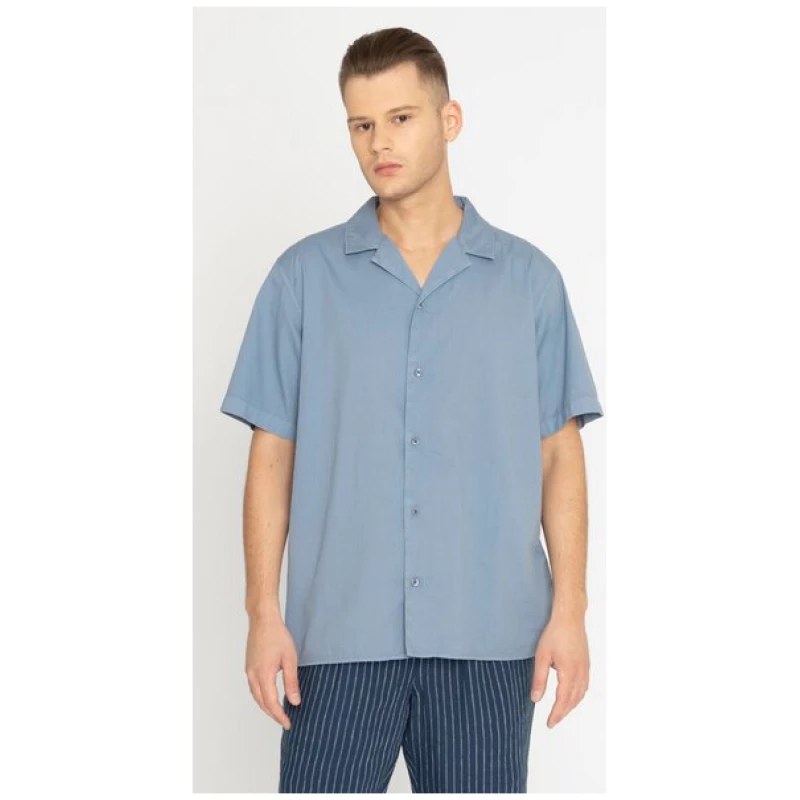 KnowledgeCotton Apparel Kurzarm-Hemd - Boxed Fit Cord Look short sleeve shirt