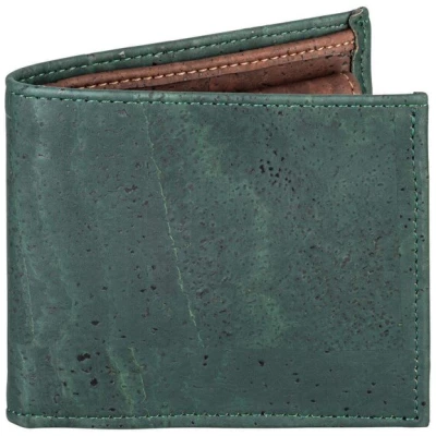 Kork-Deko Geldbeutel aus Kork, dunkelgrün, minimalistisches Portemonnaie