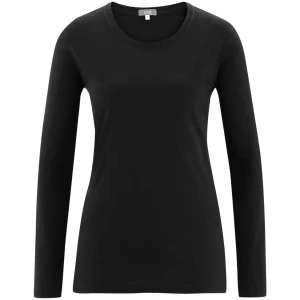 LIVING CRAFTS - Damen Langarm-Shirt - Schwarz (100% Bio-Baumwolle), Nachhaltige Mode, Bio Bekleidung
