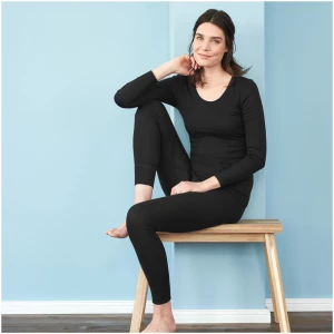 LIVING CRAFTS - Damen Lange Unterhose - Schwarz (100% Bio-Baumwolle), Nachhaltige Mode, Bio Bekleidung
