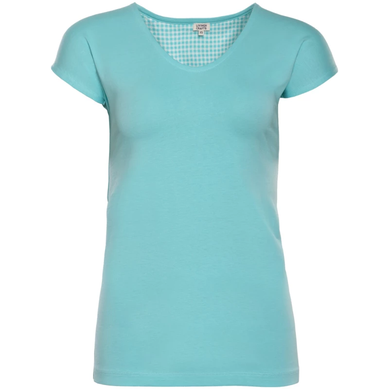 LIVING CRAFTS - Damen Schlaf-Shirt - Türkis (100% Bio-Baumwolle), Nachhaltige Mode, Bio Bekleidung
