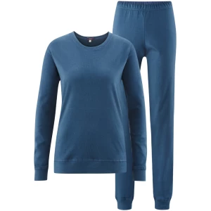 LIVING CRAFTS - Damen Schlafanzug - Blau (100% Bio-Baumwolle), Nachhaltige Mode, Bio Bekleidung