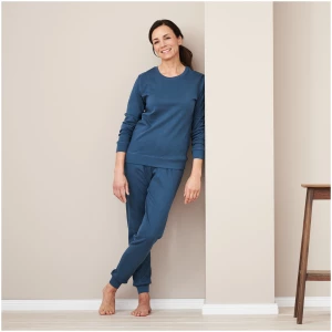 LIVING CRAFTS - Damen Schlafanzug - Blau (100% Bio-Baumwolle), Nachhaltige Mode, Bio Bekleidung