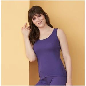 LIVING CRAFTS - Damen Unterhemd - Lila (55% Bio-Wolle; 45% Bio-Baumwolle), Nachhaltige Mode, Bio Bekleidung