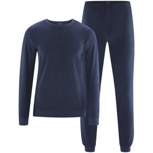LIVING CRAFTS - Herren Frottee-Schlafanzug - Blau (100% Bio-Baumwolle), Nachhaltige Mode, Bio Bekleidung