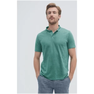 LIVING CRAFTS - Herren Polo-Shirt - Türkis (100% Leinen), Nachhaltige Mode, Bio Bekleidung