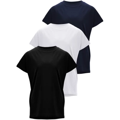 MELA Damen vegan Multipack T-Shirt Madhu Schwarz Weiß Marine (3)