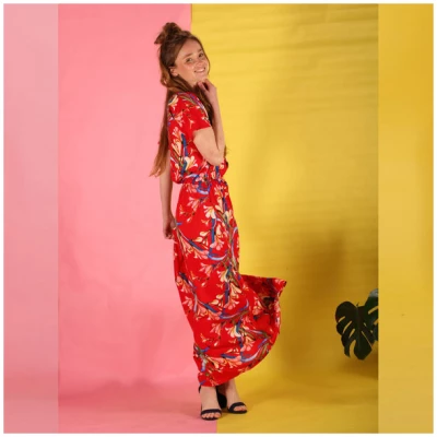 ManduTrap Rot gemustertes Sommerkleid Hanita