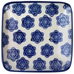 Mitienda Shop Handgemachte Seifenschale aus Porzellan weiß/blau