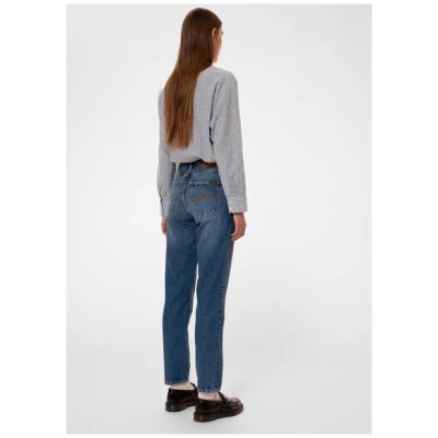 Nudie Jeans Damen Bluse "AMALIA Striped Shirt" - Biobaumwolle und Leinen - Indigo
