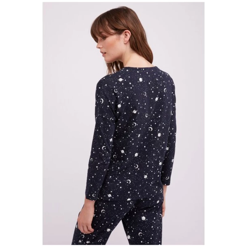 People Tree Pyjama Top - Galaxy Pyjama-Longsleeve Shirt - aus Bio-Baumwolle