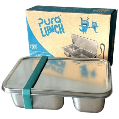 Pura Lunch - Edelstahl Brotdose mit 2 Fächern