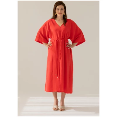 Red Kimono Maxi Dress