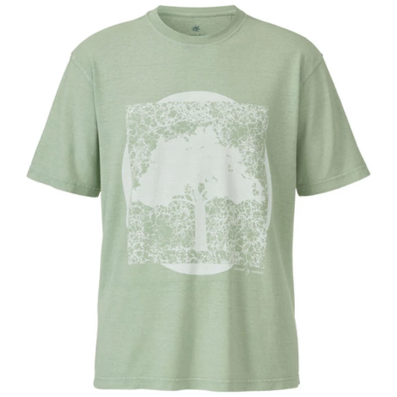 T-Shirt mit Print aus Hanf und Bio-Baumwolle, minze-bedruckt