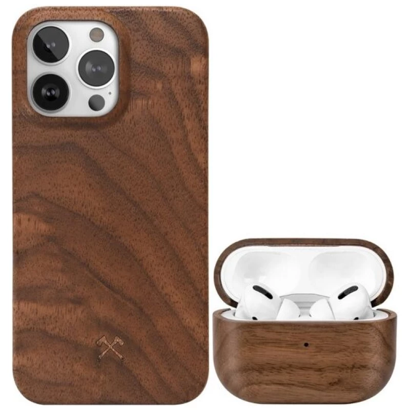 Woodcessories iPhone Hülle EcoSlim aus Holz mit AirPods Case aus Holz