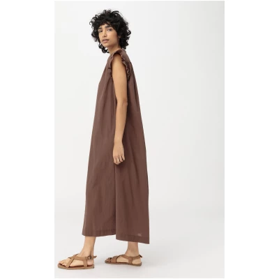 hessnatur Damen Crêpe-Kleid aus Bio-Baumwolle - braun - Größe XS