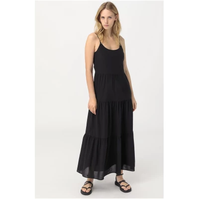 hessnatur Damen Crêpe-Kleid aus Bio-Baumwolle - schwarz - Größe 36