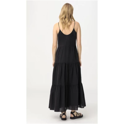 hessnatur Damen Crêpe-Kleid aus Bio-Baumwolle - schwarz - Größe 36