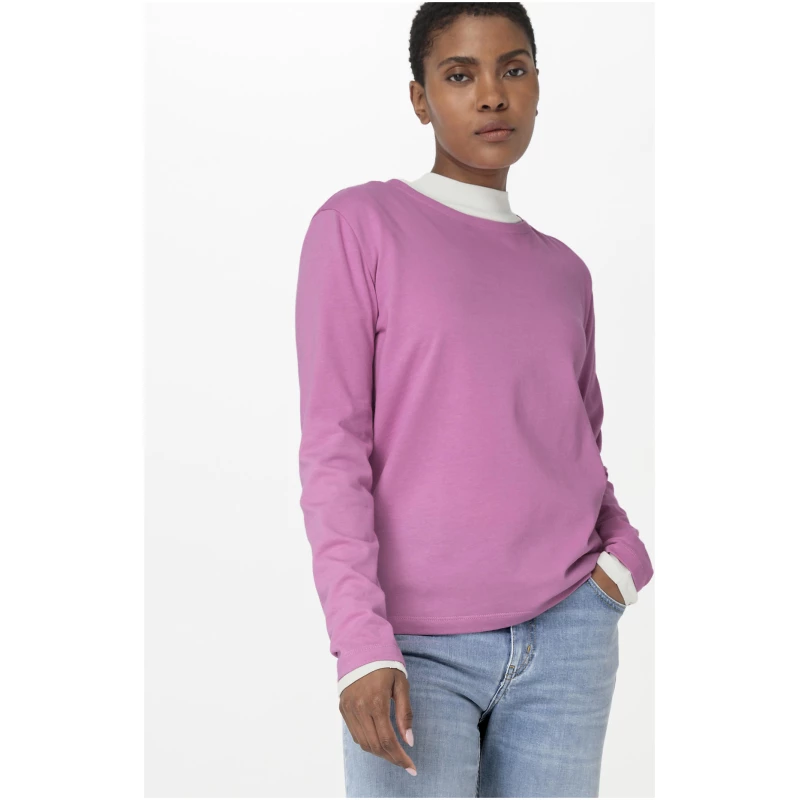 hessnatur Damen Heavy Langarmshirt Regular aus Bio-Baumwolle - rosa - Größe 44