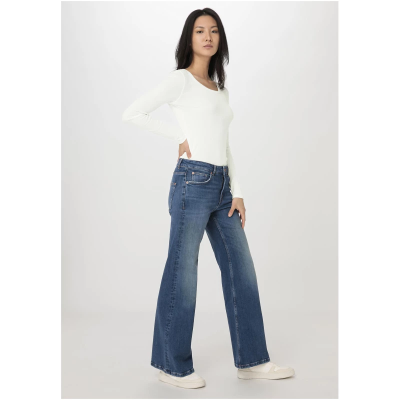 hessnatur Damen Jeans ALVA High Rise Wide Leg aus Bio-Denim - blau - Größe 27/32