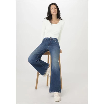 hessnatur Damen Jeans ALVA High Rise Wide Leg aus Bio-Denim - blau - Größe 27/32