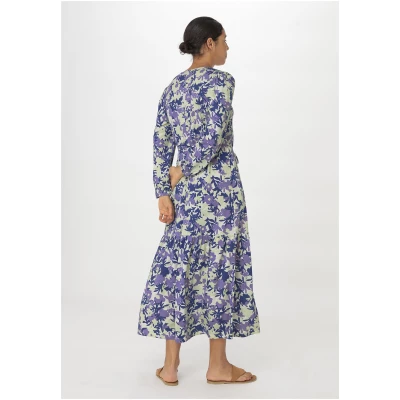 hessnatur Damen Jersey-Kleid Midi Relaxed aus Bio-Baumwolle - blau - Größe 42