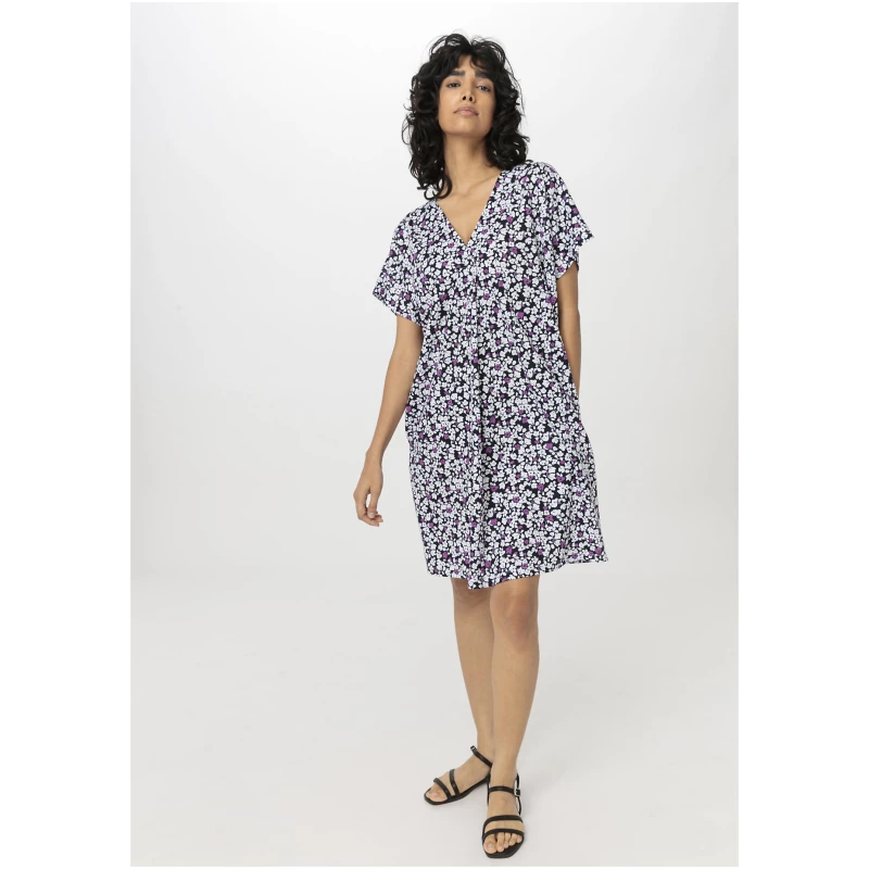 hessnatur Damen Jersey Kleid Mini Relaxed aus Bio-Baumwolle - lila - Größe M