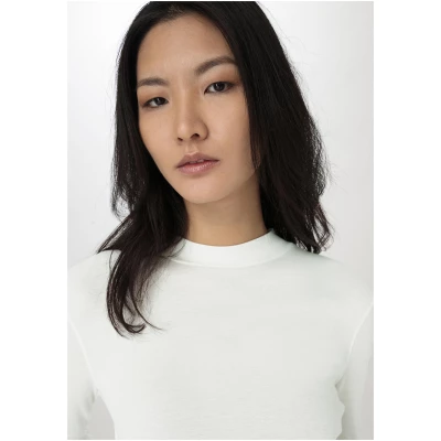 hessnatur Damen Softrib Langarmshirt Slim aus Bio-Baumwolle und TENCEL™ Modal - weiß - Größe 42