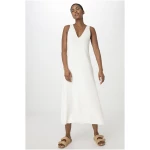 hessnatur Damen Strickkleid Midi Relaxed aus Bio-Baumwolle - weiß - Größe L