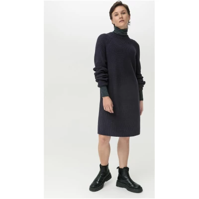 hessnatur Damen Strickkleid aus Bio-Baumwolle - blau - Größe S