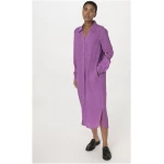 hessnatur Damen Tunika Kleid Midi Relaxed aus Leinen - lila - Größe 34