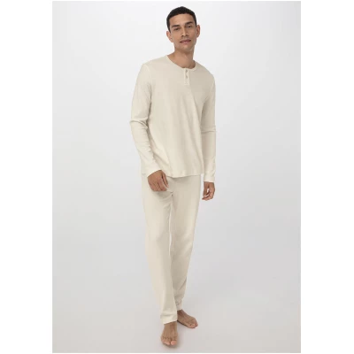 hessnatur Herren Pyjama Regular PURE NATURE aus Bio-Baumwolle - natur - Größe 48