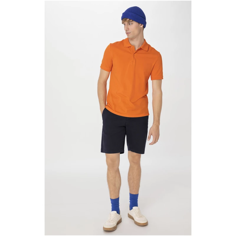 hessnatur Herren Zwirn Polo Shirt Regular aus Bio-Baumwolle - orange - Größe 52