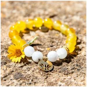 Divasya Armband "Golden Lotus" aus echten Natursteinen bzw. Halbedelsteinen