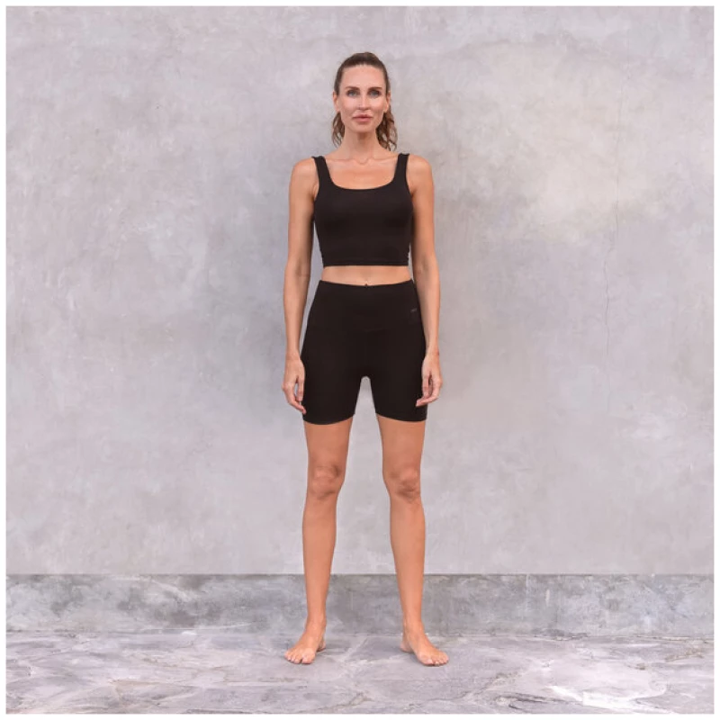 Jaya BIBI - Damen - Kurze Biker-Shorts aus elastischem soften Tencel/Biobaumwoll-Mix mit doppelter Taillenpartie