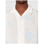 KnowledgeCotton Apparel Hemd - Embroidery Box Fit short sleeve - aus Leinen (bio)