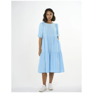 KnowledgeCotton Apparel Midi Kleid - Puff sleeve poplin dress - aus Bio-Baumwolle