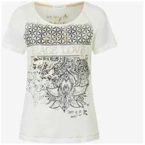 The Spirit of OM Damen Shirt Peace Love & OM T-Shirt natur schwarz gold