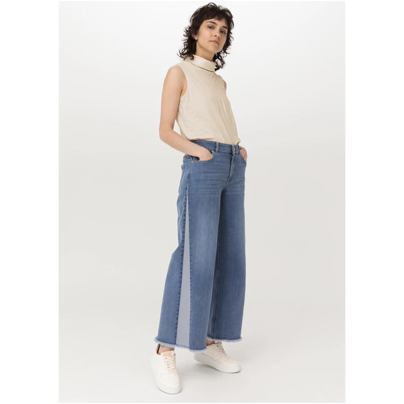 hessnatur Damen Jeans ALVA Mid Rise Wide Leg aus Bio-Denim - blau - Größe 31/30