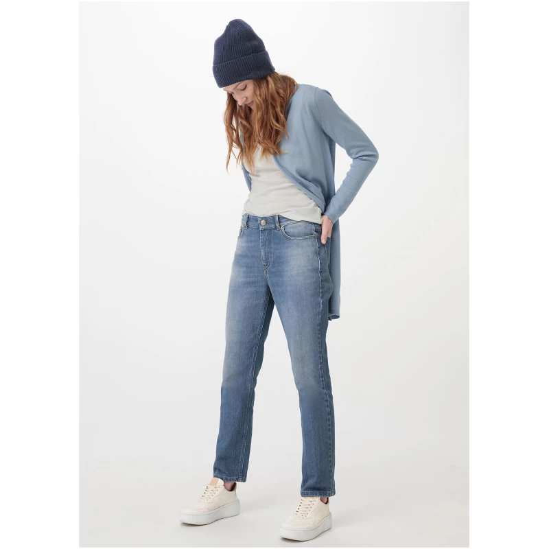 hessnatur Damen Jeans BEA High Rise Straight Cropped aus Bio-Denim - blau - Größe 33/30