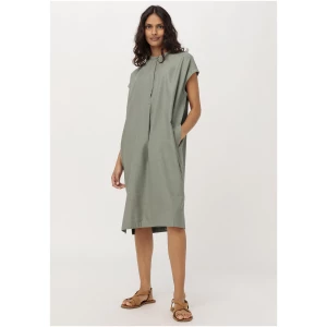 hessnatur Damen Kleid aus Bio-Baumwolle mit Leinen - grün - Größe 34