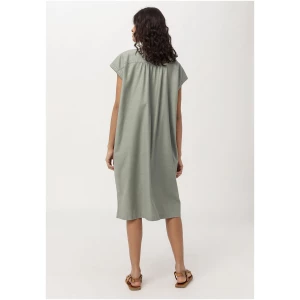 hessnatur Damen Kleid aus Bio-Baumwolle mit Leinen - grün - Größe 34