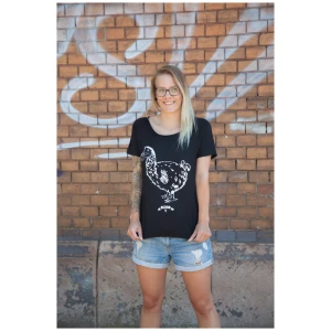 päfjes Vogel Dodo Polly - Fair gehandeltes Frauen T-Shirt - Slub Black