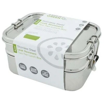 A Slice of Green Auslaufsichere Edelstahl Lunchbox Doppeldecker