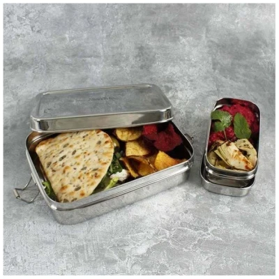 A Slice of Green Edelstahl Lunchbox Groß plus Mini (18 x 13 x 4,5 cm)